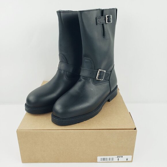 Cruiserworks Men Size 9 Wide Black Leather Classic Motorcycle Pull On Boots NEW - Picture 3 of 14